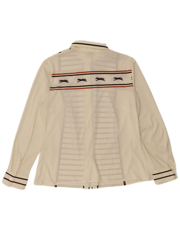 HAMMERLE Womens Shirt Blouse UK 14 Large Off White Striped Polyester