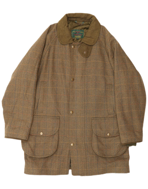 CHRYSALIS Mens Utility Jacket UK 40 Large Khaki Herringbone Wool Classic