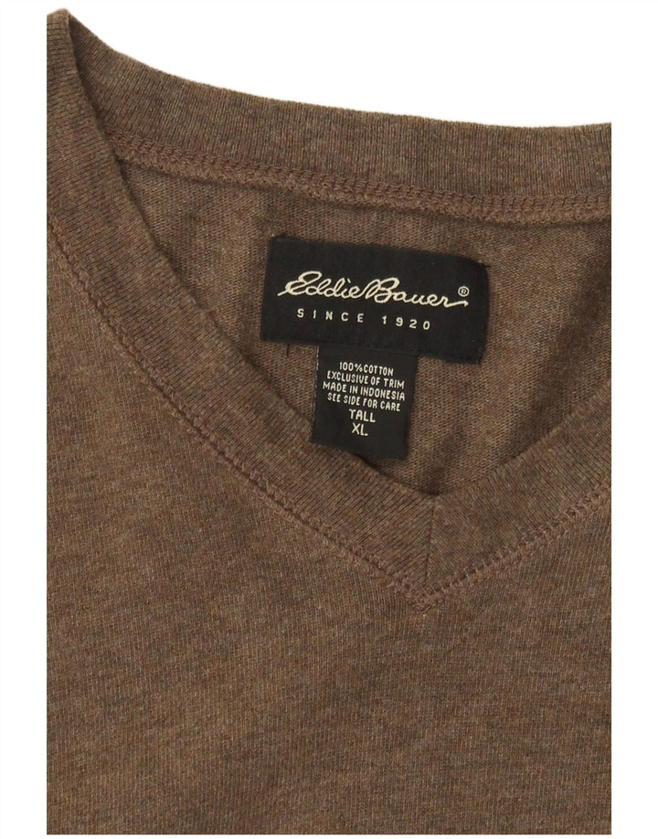 EDDIE BAUER Mens Tall Top Long Sleeve XL Brown Colourblock Cotton