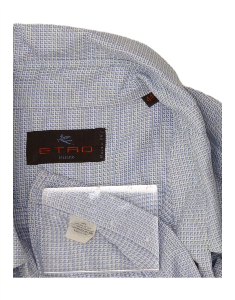 ETRO Mens Milano Shirt Size 44 XL Blue Geometric Cotton Vintage Etro and Second-Hand Etro from Messina Hembry 