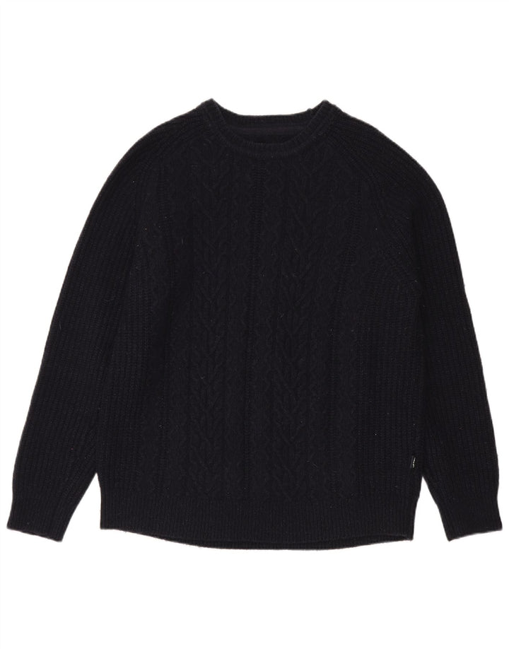 Fat Face Mens Crew Neck Jumper Sweater Large Navy Blue Wool