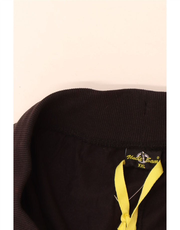 Uncle Sam Mens Graphic Tracksuit Trousers 2XL Black Cotton