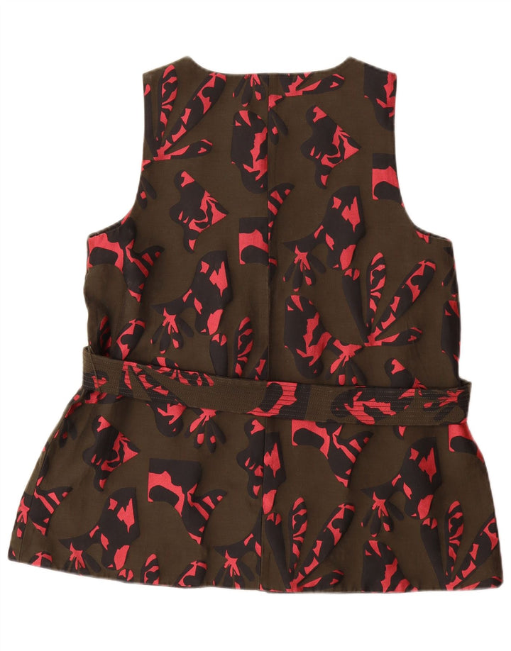 BANANA REPUBLIC Womens Abstract Pattern Blouse Top UK 14 Medium Khaki