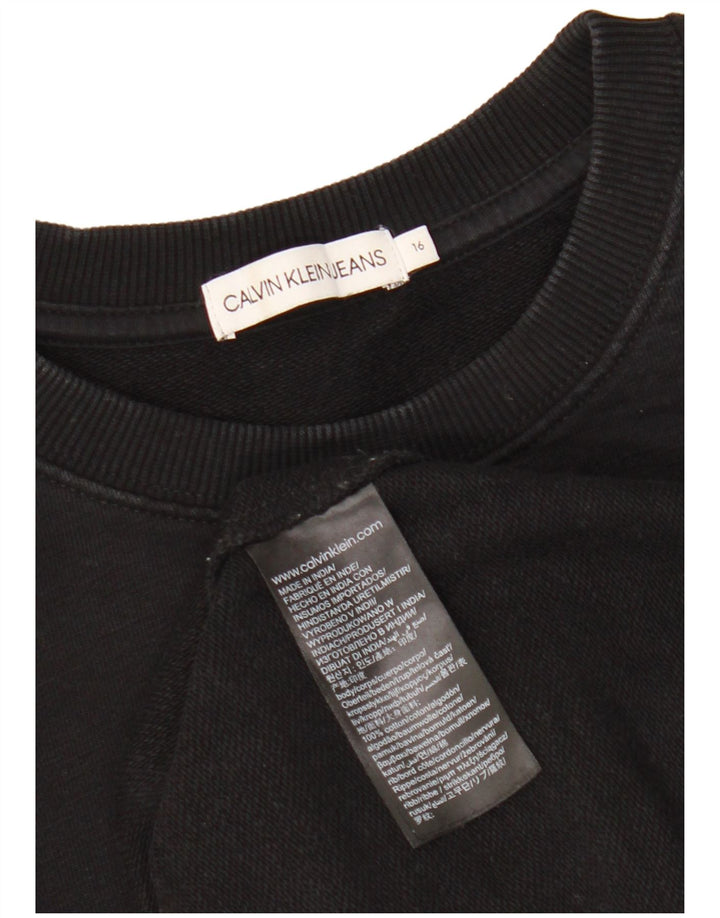 CALVIN KLEIN Boys Graphic Sweatshirt Jumper 15-16 Years Black Cotton