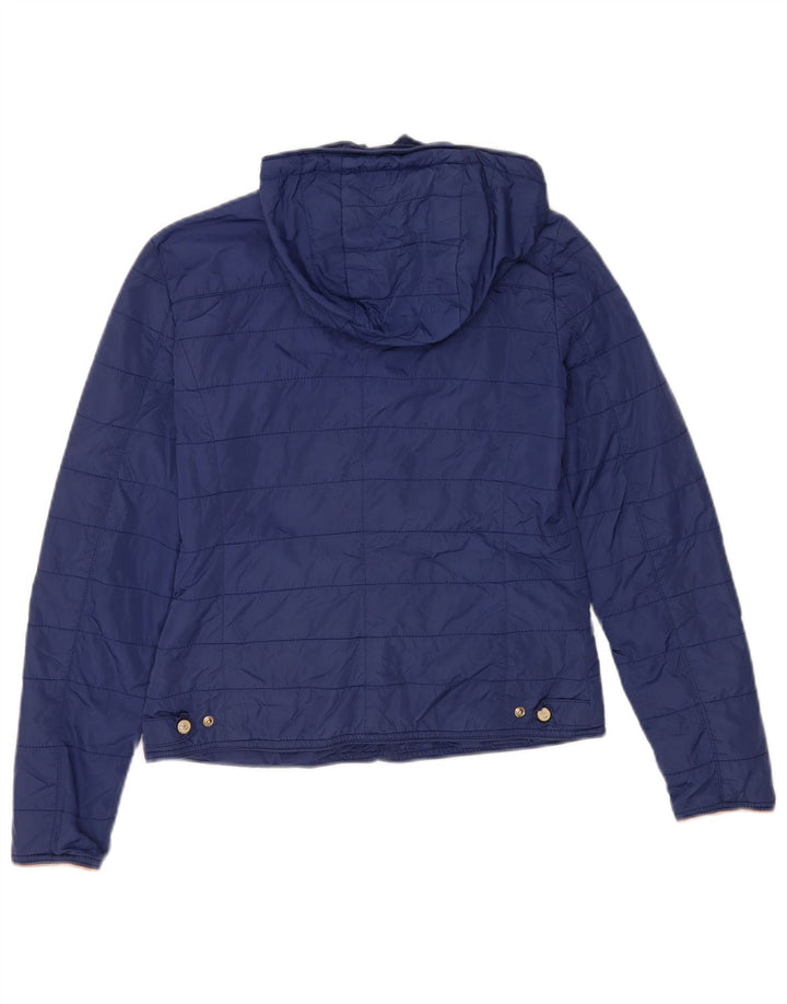 Massimo Dutti Womens Hooded Quilted Jacket EU 36 Small Blue Nylon