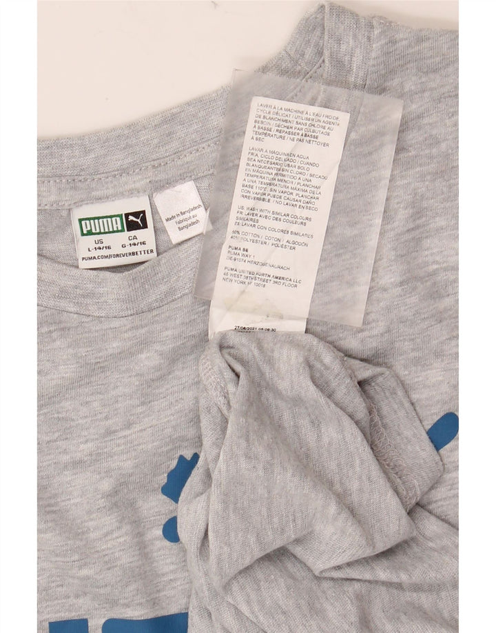 PUMA Boys Graphic T-Shirt Top 13-14 Years Large Grey Cotton