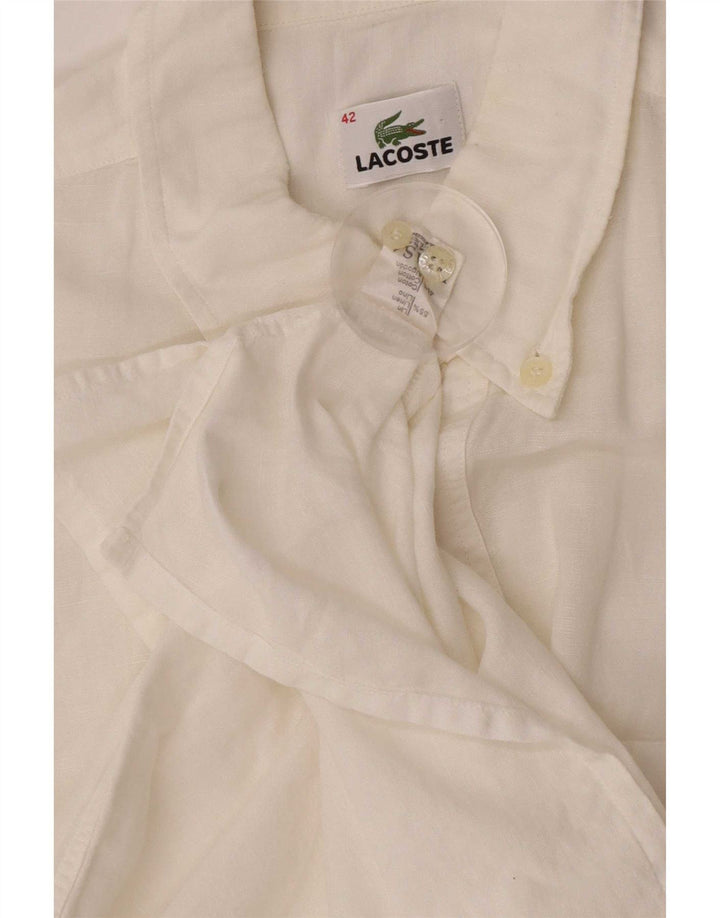 Lacoste Mens Short Sleeve Pullover Shirt Size 42 Large White Linen