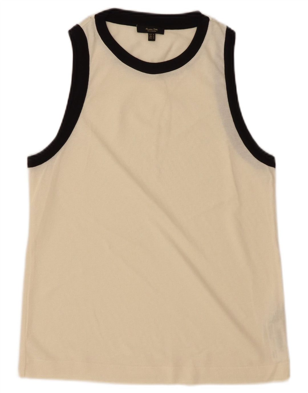 MASSIMO DUTTI Womens Vest Top UK 12 Medium Beige Cotton