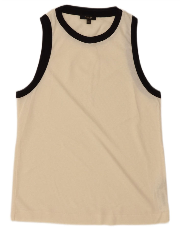 MASSIMO DUTTI Womens Vest Top UK 12 Medium Beige Cotton
