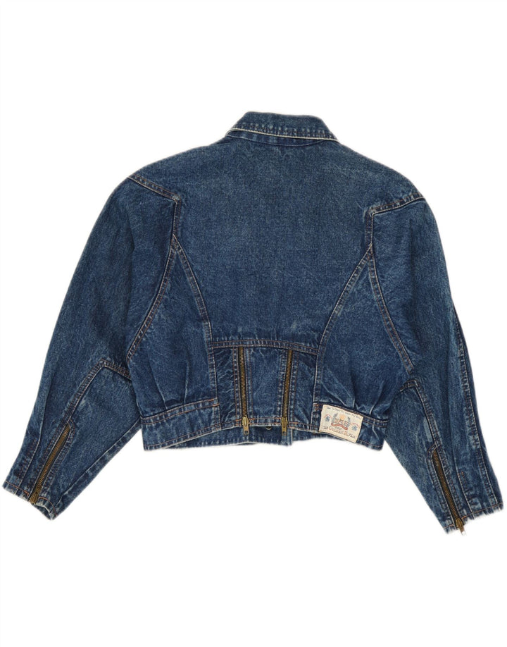 Rifle Womens Crop Denim Jacket UK 14 Medium Blue Cotton