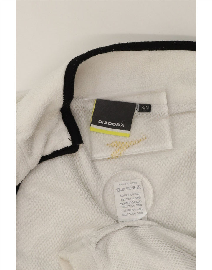 DIADORA Womens Fleece Jacket UK 10 Small White Polyester Vintage Diadora and Second-Hand Diadora from Messina Hembry 