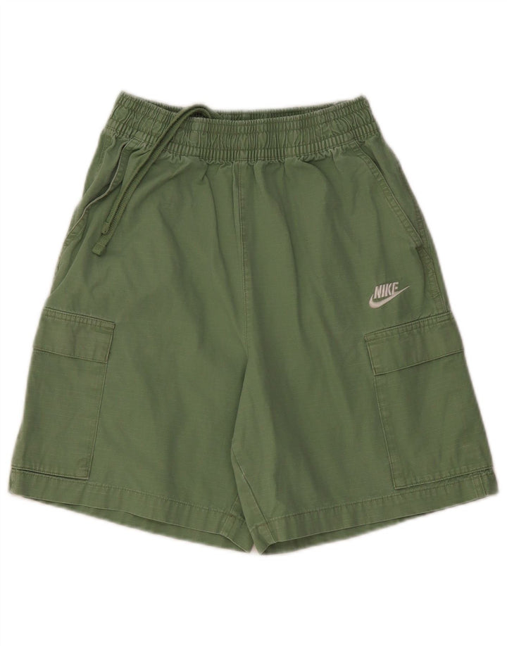 NIKE Womens Sport Shorts UK 6 XS Green Cotton