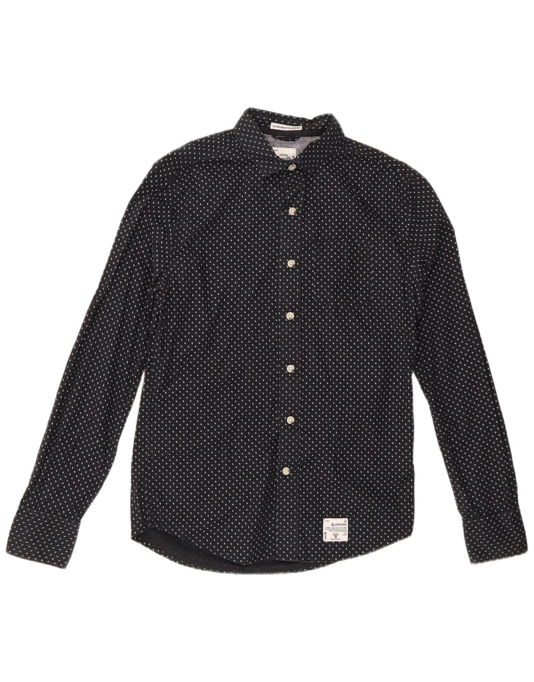 SUPERDRY Mens Shirt Medium Black Spotted Cotton