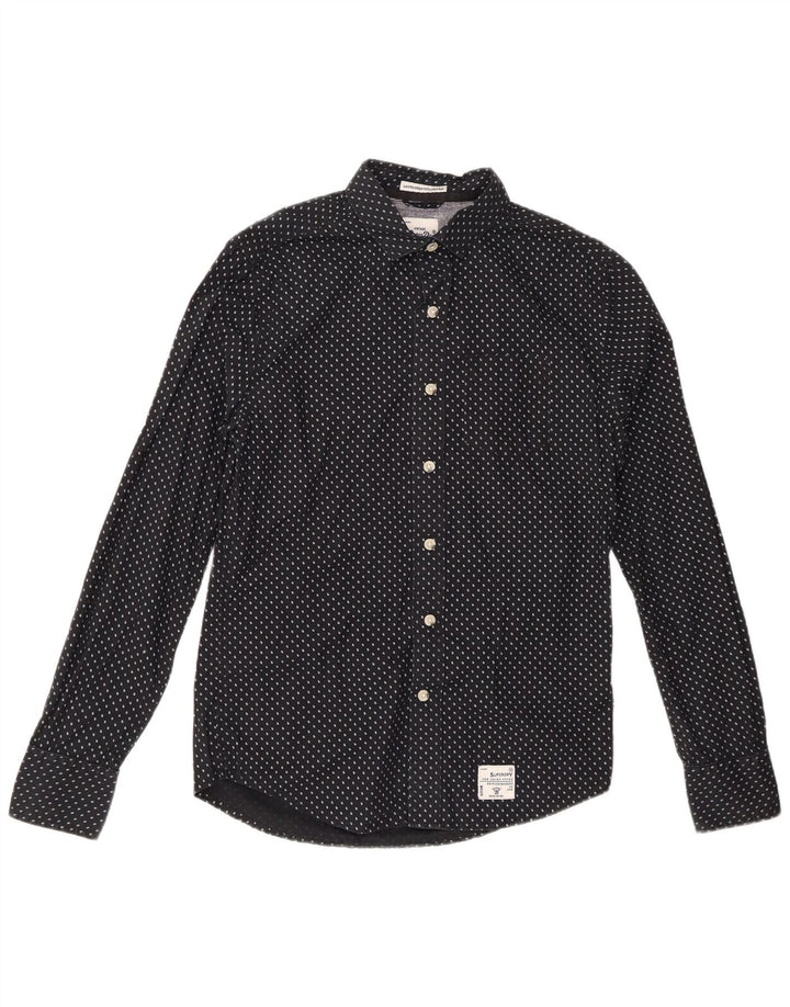SUPERDRY Mens Shirt Medium Black Spotted Cotton