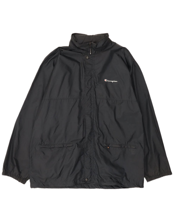 Champion Mens Hooded Rain Jacket UK 42 XL Black Polyamide