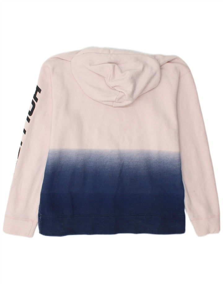 HOLLISTER Mens Graphic Hoodie Jumper Large White Colourblock Cotton