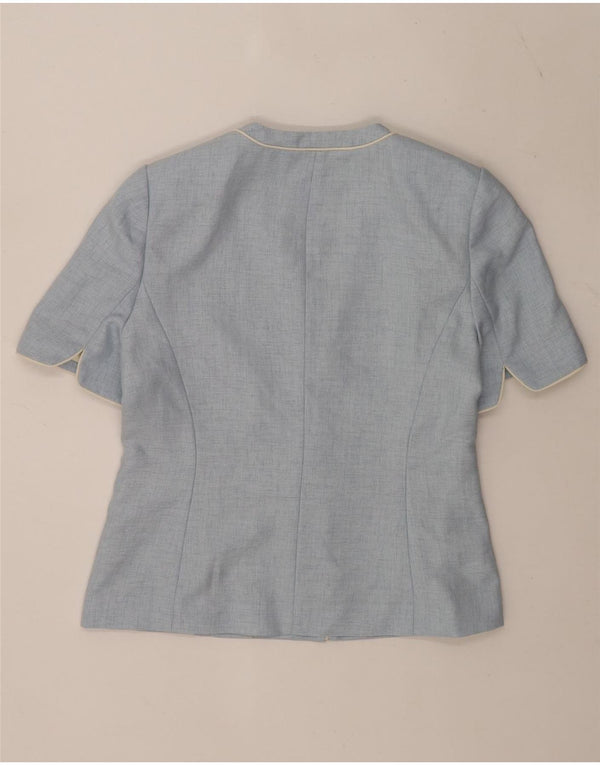 Jacques Vert Womens 1 Button Short Sleeve Blazer Jacket UK 14 Large Blue