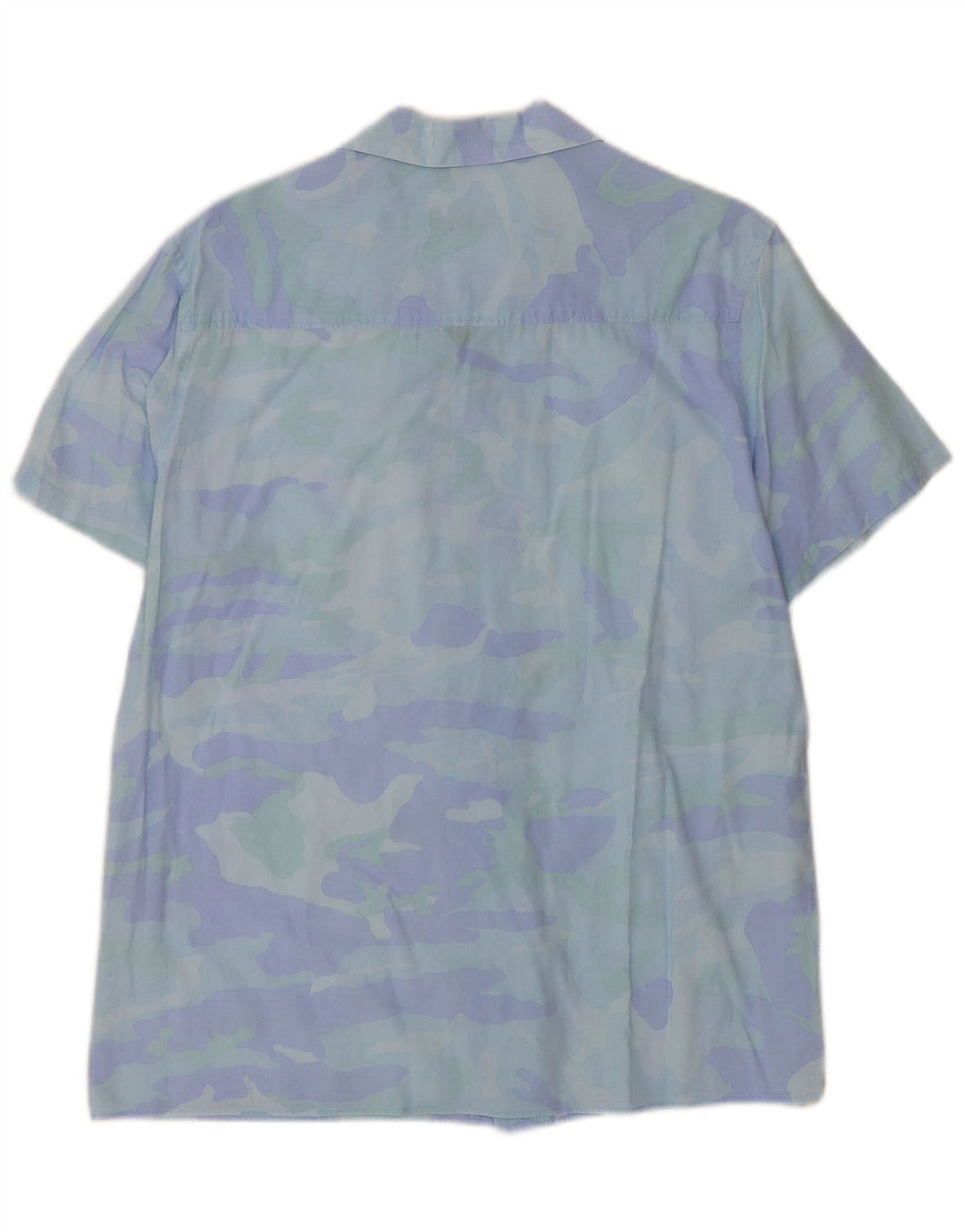 Zara Mens Abstract Pattern Short Sleeve Shirt Medium Blue