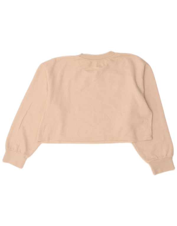 Zara Womens Crop Sweatshirt Jumper UK 14 Medium Off White Cotton