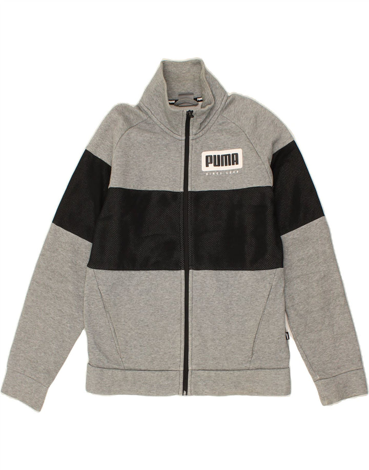PUMA Mens Graphic Tracksuit Top Jacket Small Grey Colourblock Cotton Vintage Puma and Second-Hand Puma from Messina Hembry 