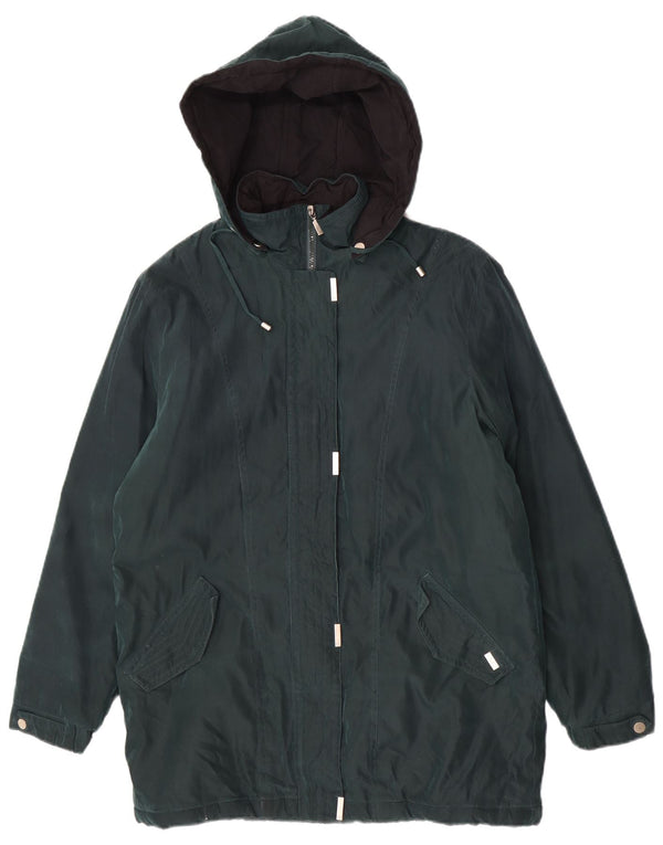 London Fog Womens Hooded Oversized Parka Jacket UK 12 Medium Green