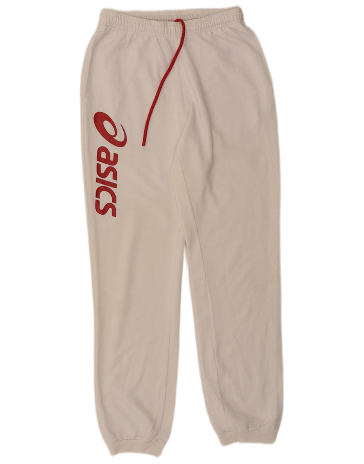 Asics Womens Graphic Tracksuit Trousers Joggers UK 8 Small White Polyester
