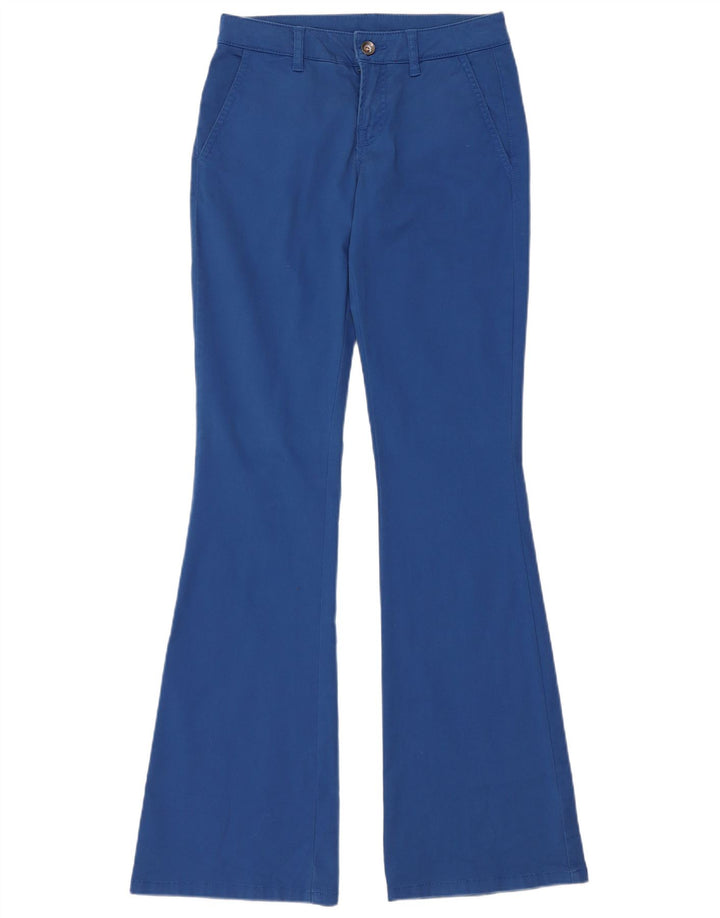 BENETTON Womens Flare Chino Trousers UK 6 XS W26 L33 Blue Cotton