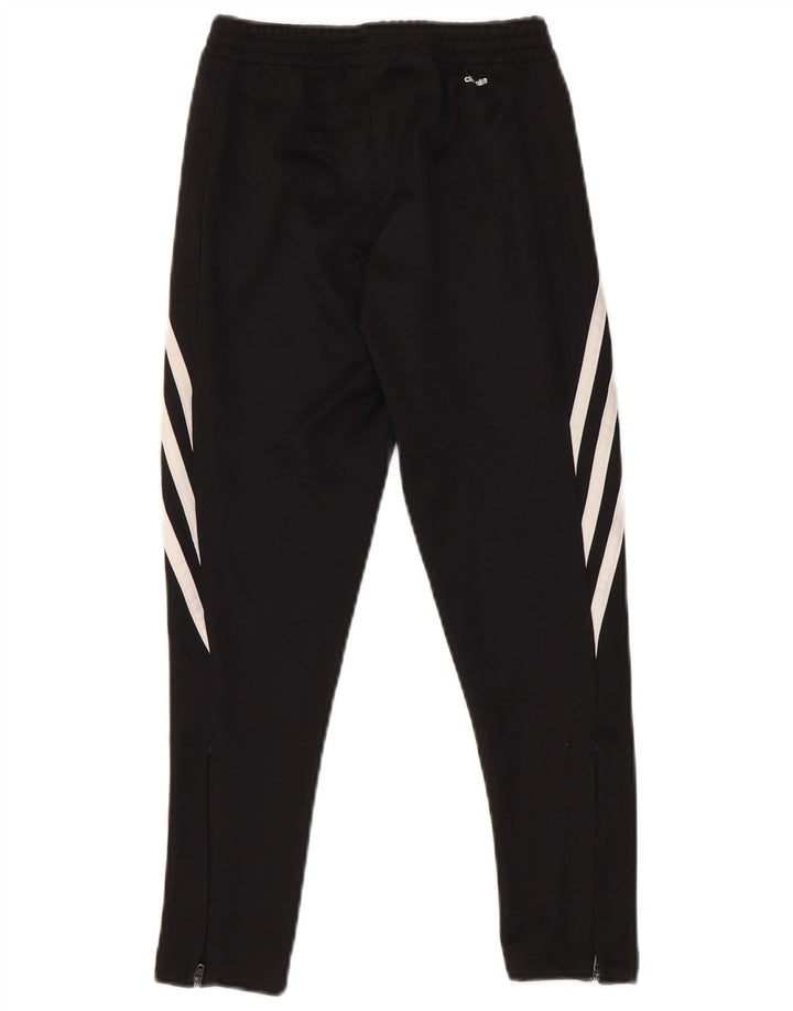 ADIDAS Boys Climalite Tracksuit Trousers 7-8 Years Small Black Polyester