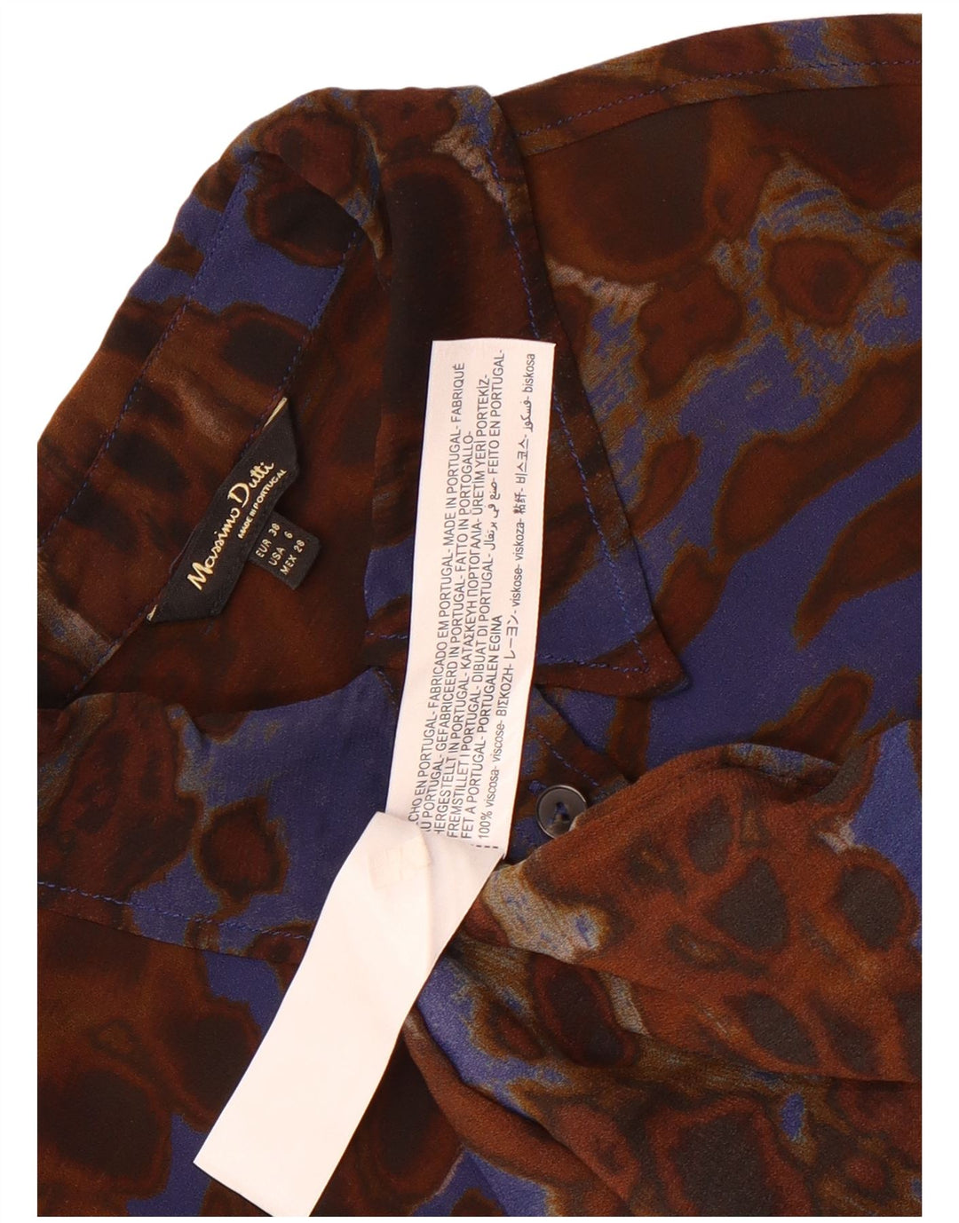 Massimo Dutti Womens Abstract Pattern Shirt Blouse EU 38 Small Brown