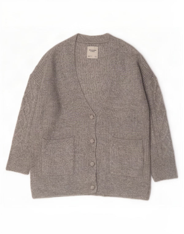 Abercrombie & Fitch Womens Oversized Cardigan Sweater UK 16 Large Grey