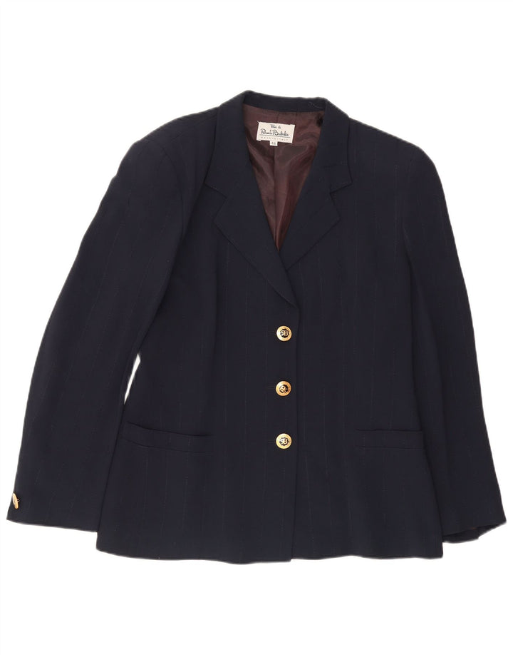 Renato Balestra Womens 3 Button Blazer Jacket IT 48 XL Navy Blue Acetate