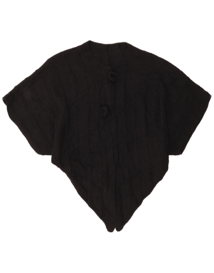 Vintage Womens Asymmetric Poncho Jumper One Size Black