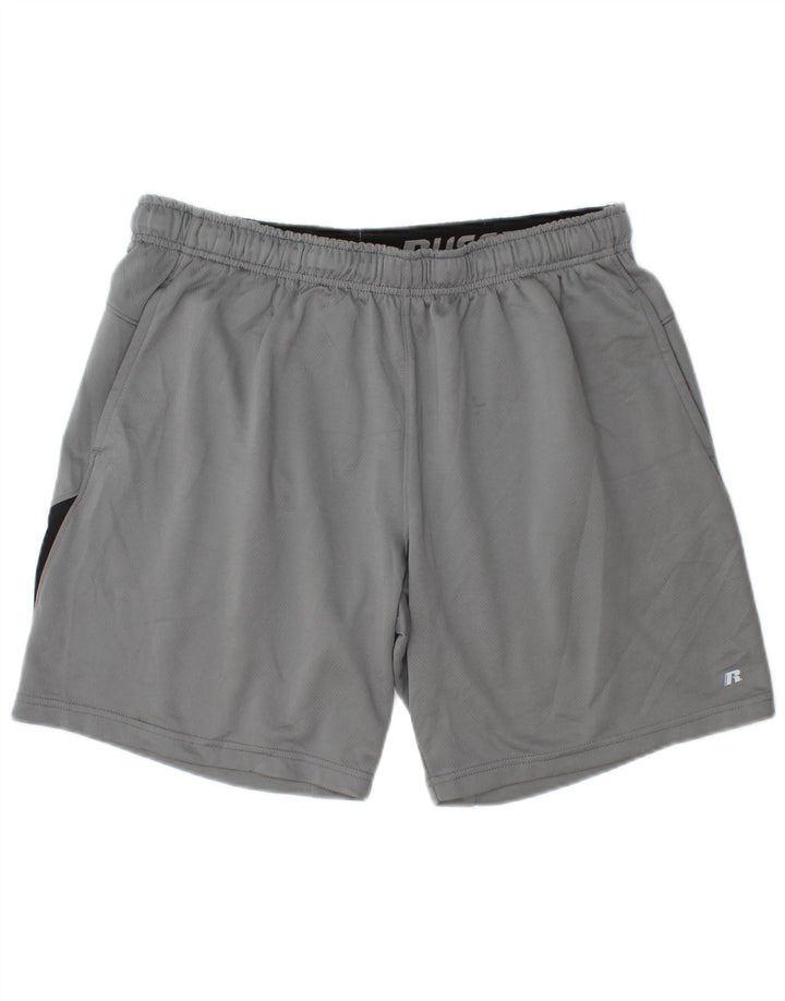 RUSSELL ATHLETIC Mens Dri-Power Sport Shorts Large  Grey Colourblock