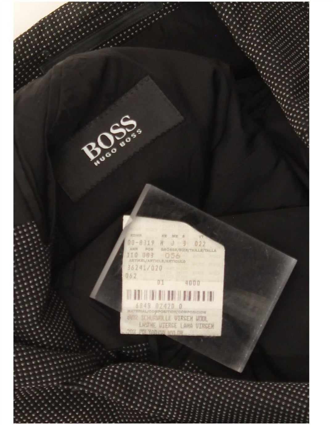 HUGO BOSS Mens 3 Button Blazer Jacket EU 56 3XL Black Spotted Wool
