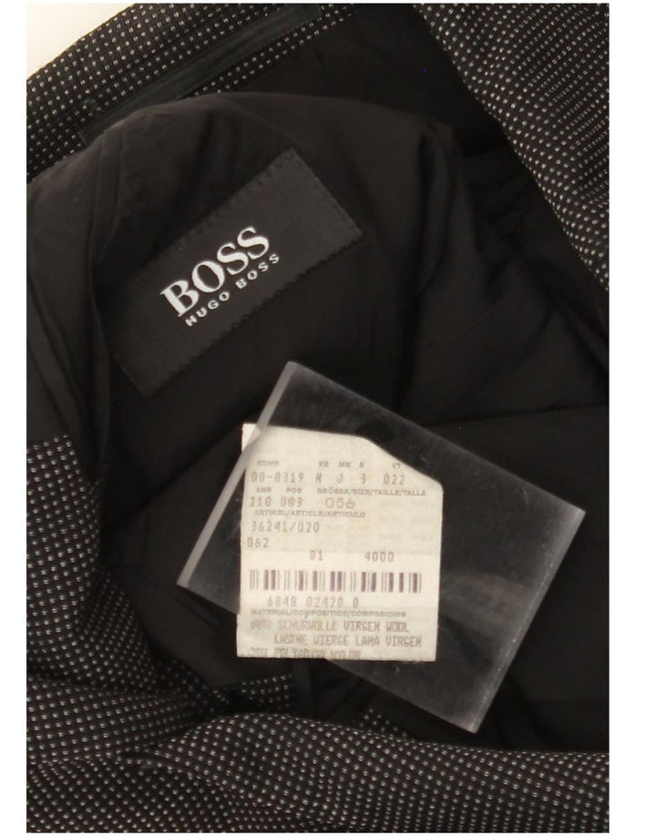 HUGO BOSS Mens 3 Button Blazer Jacket EU 56 3XL Black Spotted Wool
