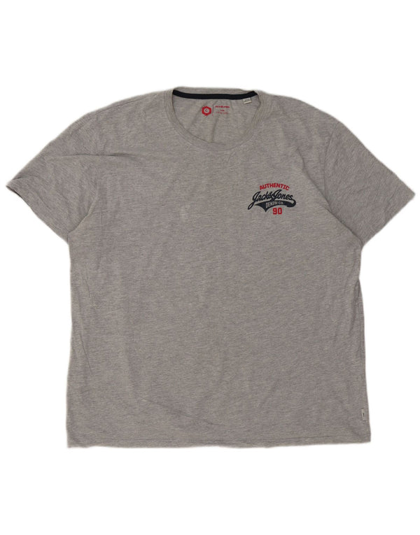 Jack & Jones Mens T-Shirt Top 2XL Grey Cotton