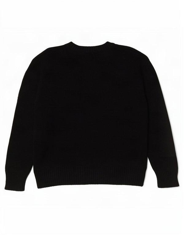 Zara Womens Oversized Crew Neck Jumper Sweater UK 16 Large Black Polyester
