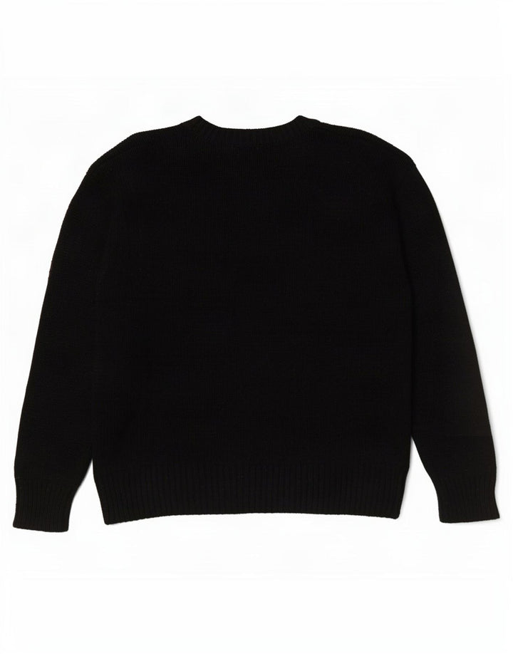 Zara Womens Oversized Crew Neck Jumper Sweater UK 16 Large Black Polyester