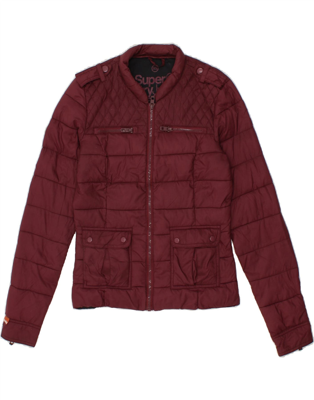 SUPERDRY Womens Padded Jacket UK 6 XS Maroon Nylon Vintage Superdry and Second-Hand Superdry from Messina Hembry 