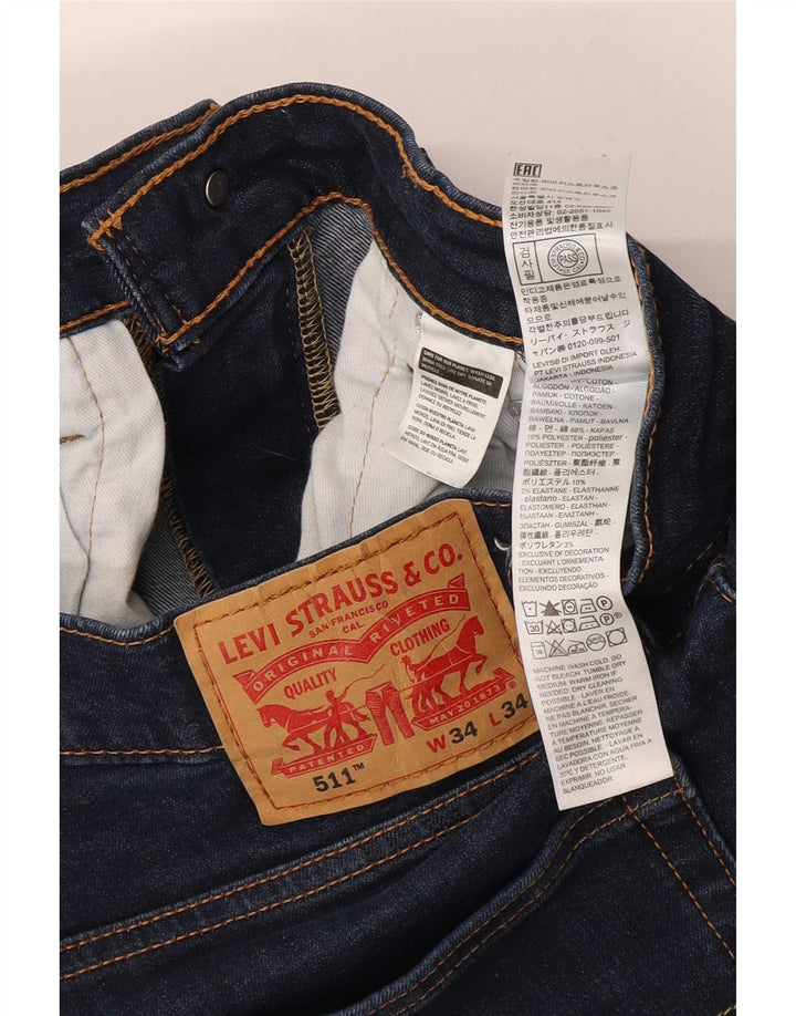 Levi's Mens 511 Slim Jeans W34 L34 Navy Blue Cotton