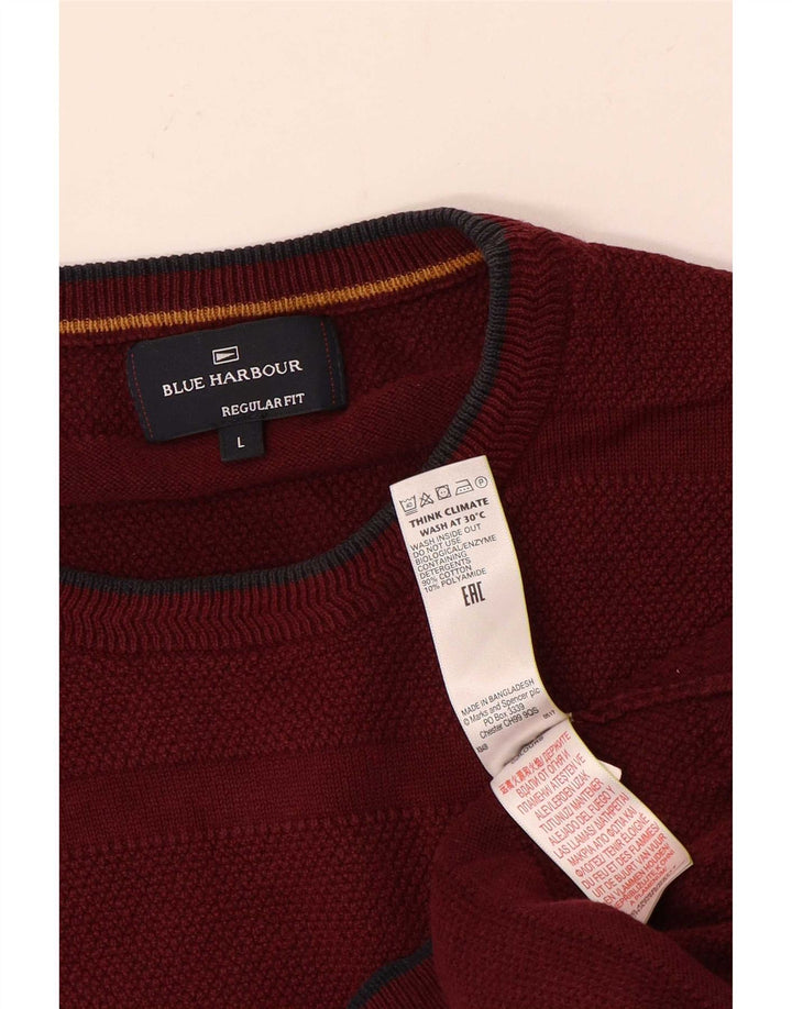 Marks & Spencer Mens Blue Harbour Crew Neck Jumper Sweater Large Maroon