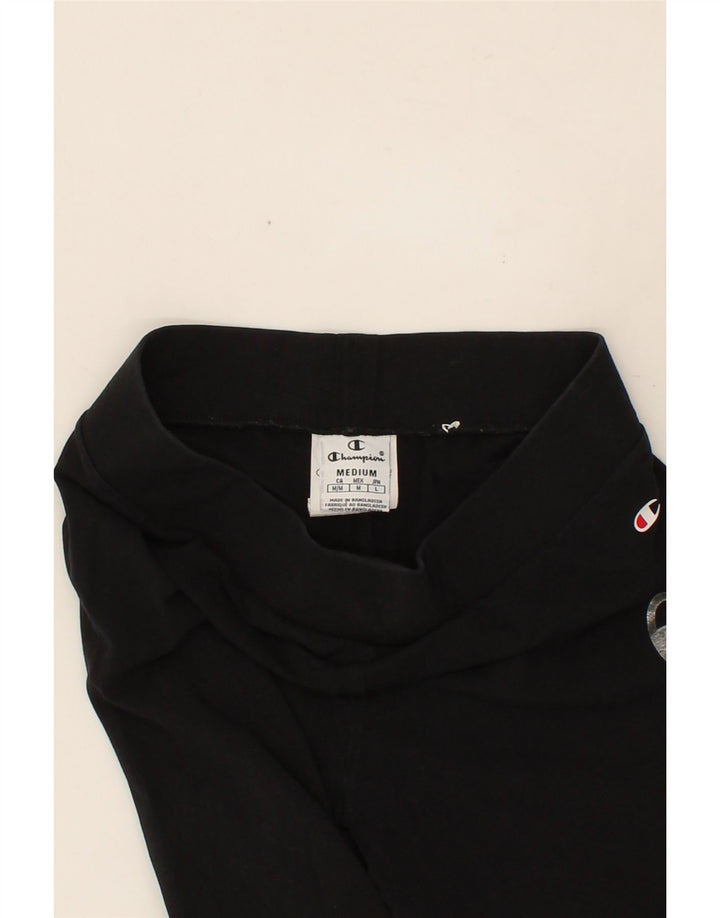 CHAMPION Womens Graphic Leggings UK 12 Medium Black Cotton Vintage Champion and Second-Hand Champion from Messina Hembry 