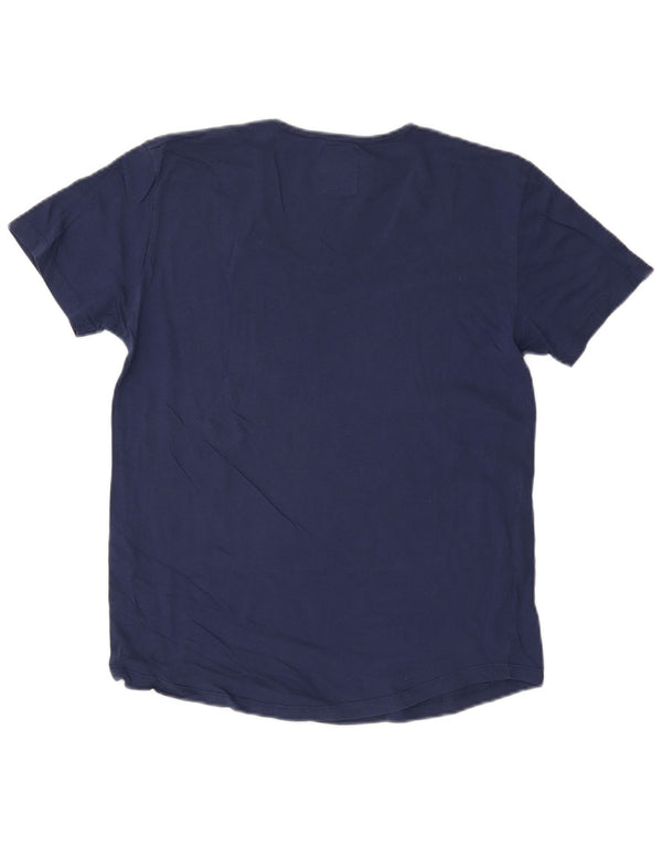 ZARA Womens T-Shirt Top UK 14 Large Navy Blue Cotton