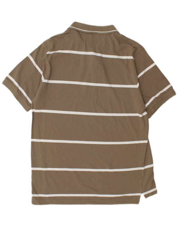 Tommy Hilfiger Mens Slim Fit Polo Shirt 2XL Brown Striped Cotton