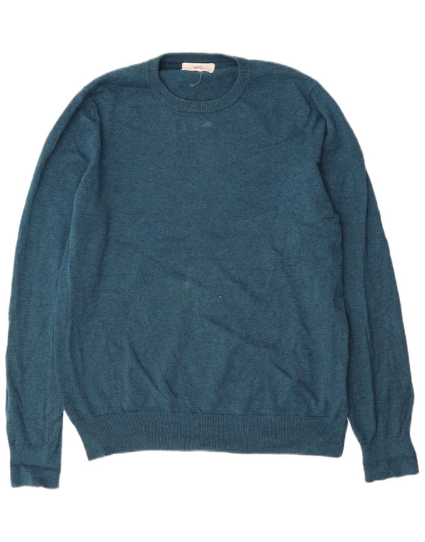 Marks & Spencer Mens Crew Neck Jumper Sweater Medium Blue Cotton