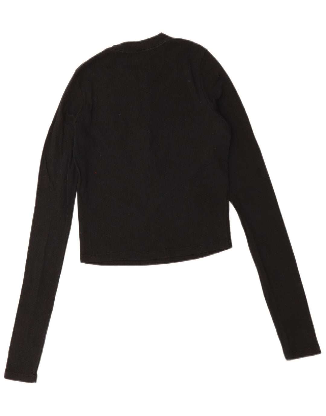 CONVERSE Womens Crop Top Long Sleeve UK 8 Small Black Cotton