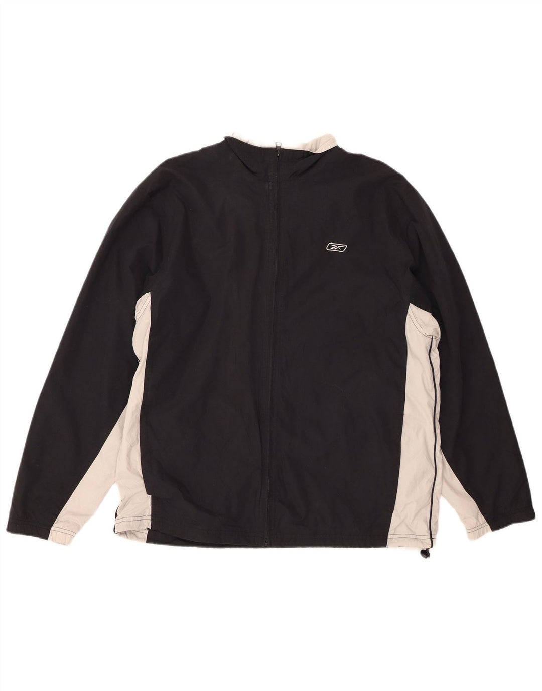 REEBOK Mens Tracksuit Top Jacket  Medium Black Colourblock Polyester