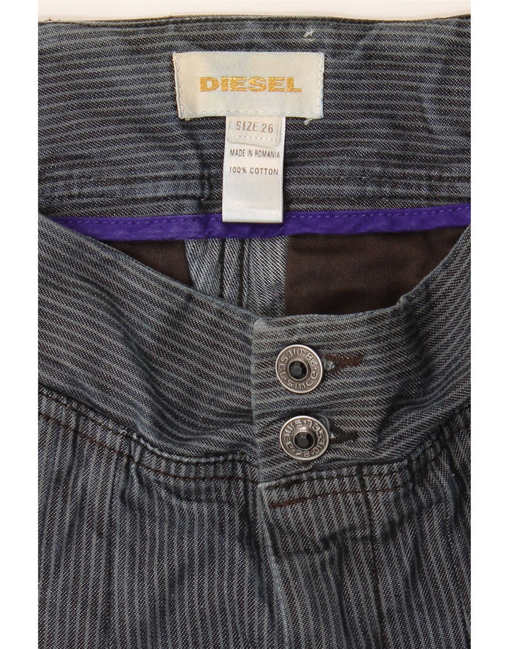 Diesel Womens Hot Pants W26 Small Blue Striped Cotton