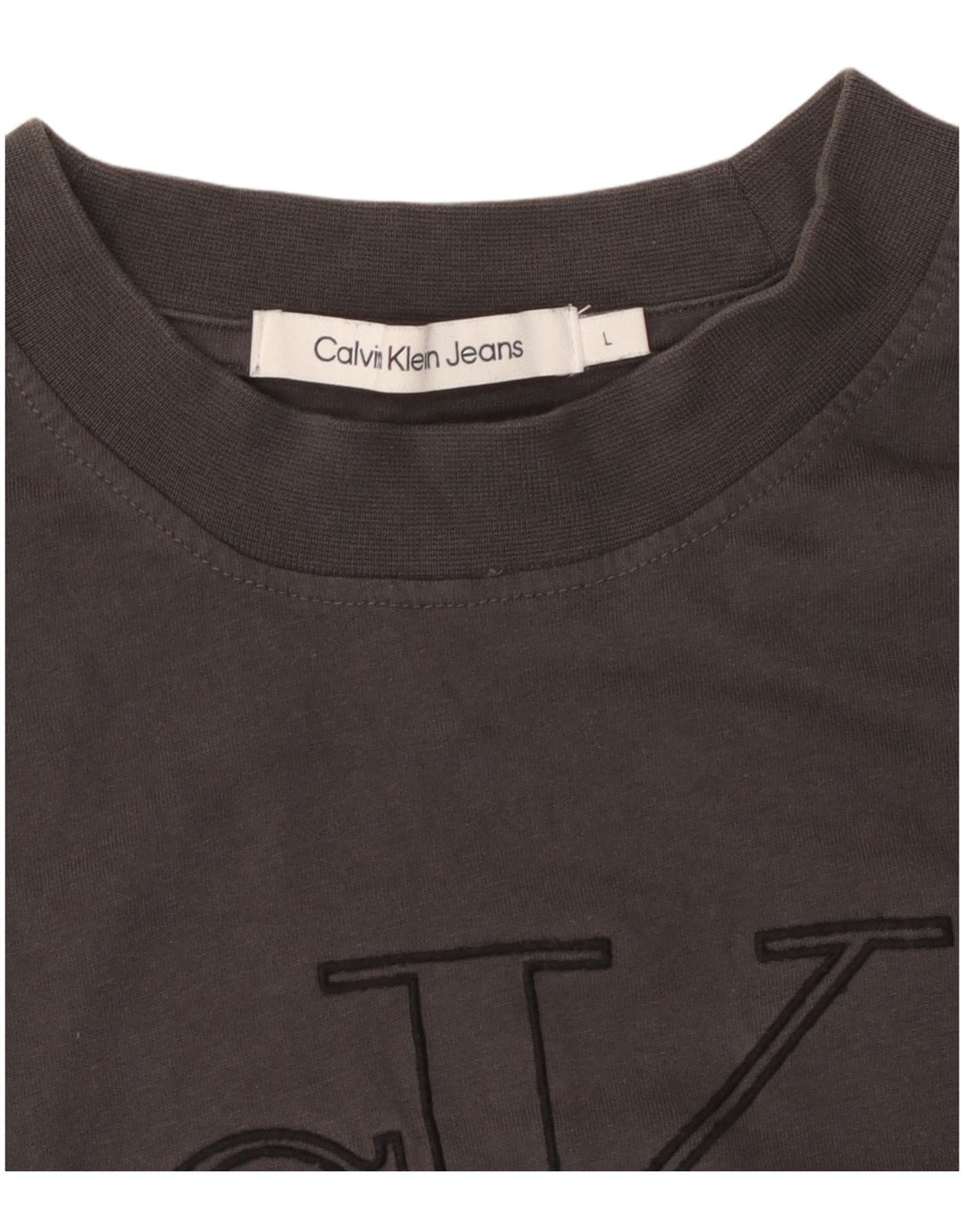 CALVIN KLEIN JEANS Womens Graphic T-Shirt Top UK 14 Large Grey