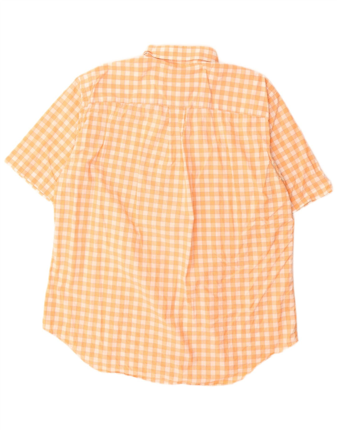 Burberry Mens Short Sleeve Shirt Large Orange Gingham Cotton